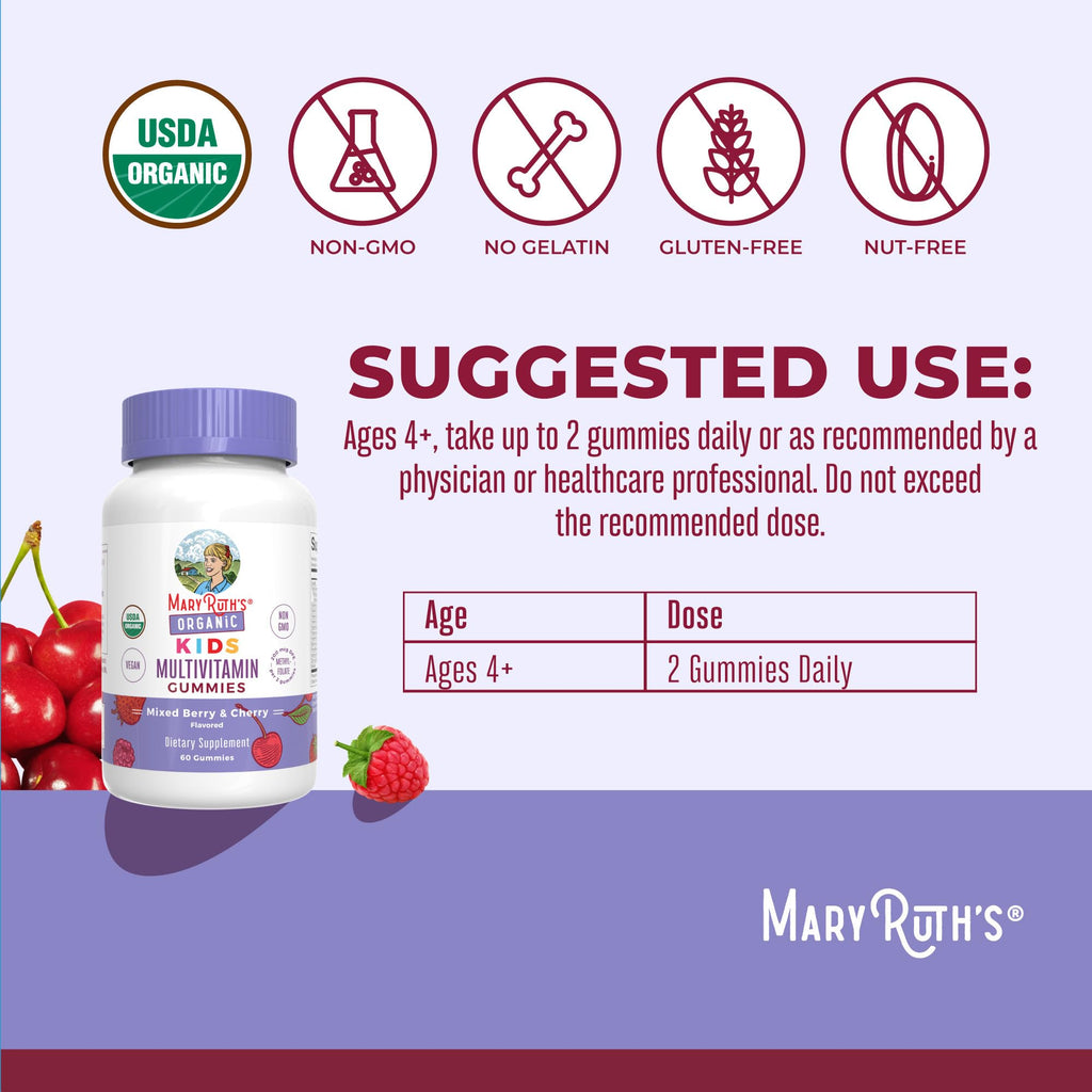 MARYRUTH'S USDA Organic Kids Multivitamin Gummies Ages 4+ - 60 Count - image 3