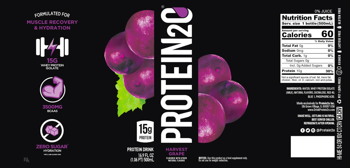 Protein2o Whey Protein Isolate Infused Water, Harvest Grape - 12 Pack - image 4