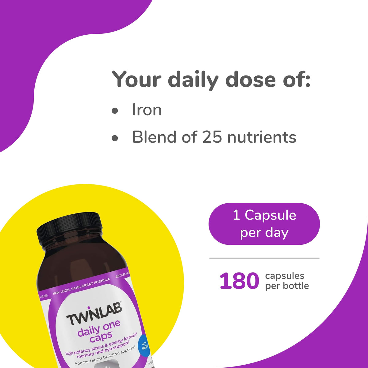 Twinlab Daily One Caps Multi-Vitamin and Mineral Supplement with Iron - image 3