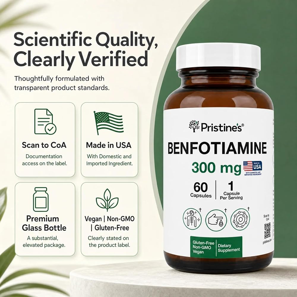 PRISTINE'S Benfotiamine 300mg Vitamin B1 Capsules - 60 Count - image 4