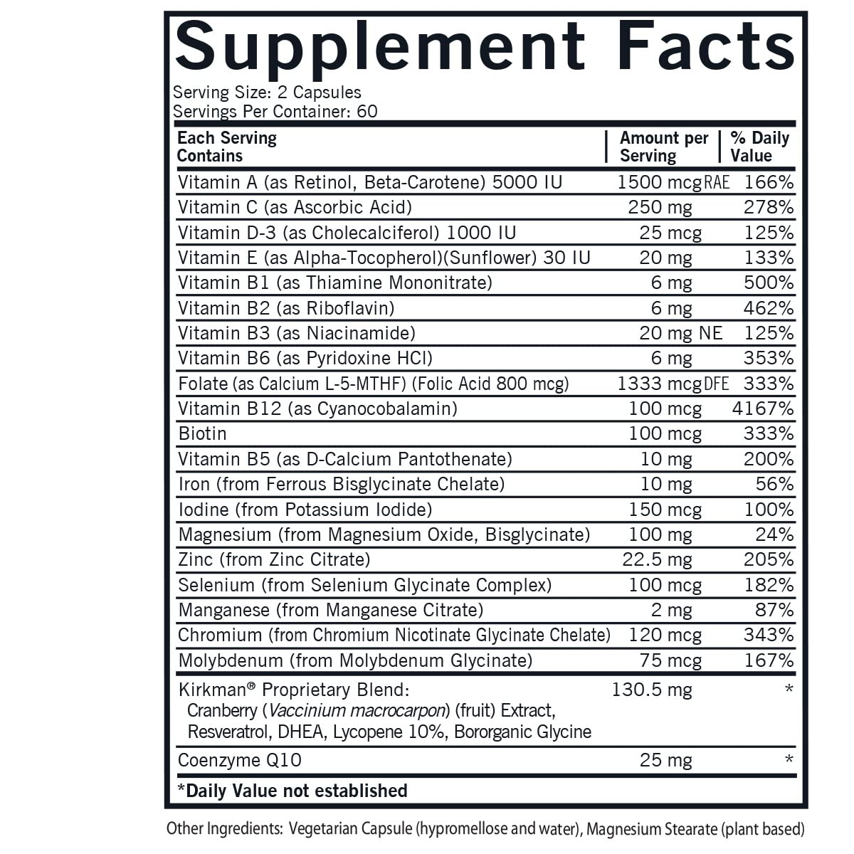 Kirkman Women's Multivitamin & Mineral with 5-MTHF - 120 Capsules - image 2