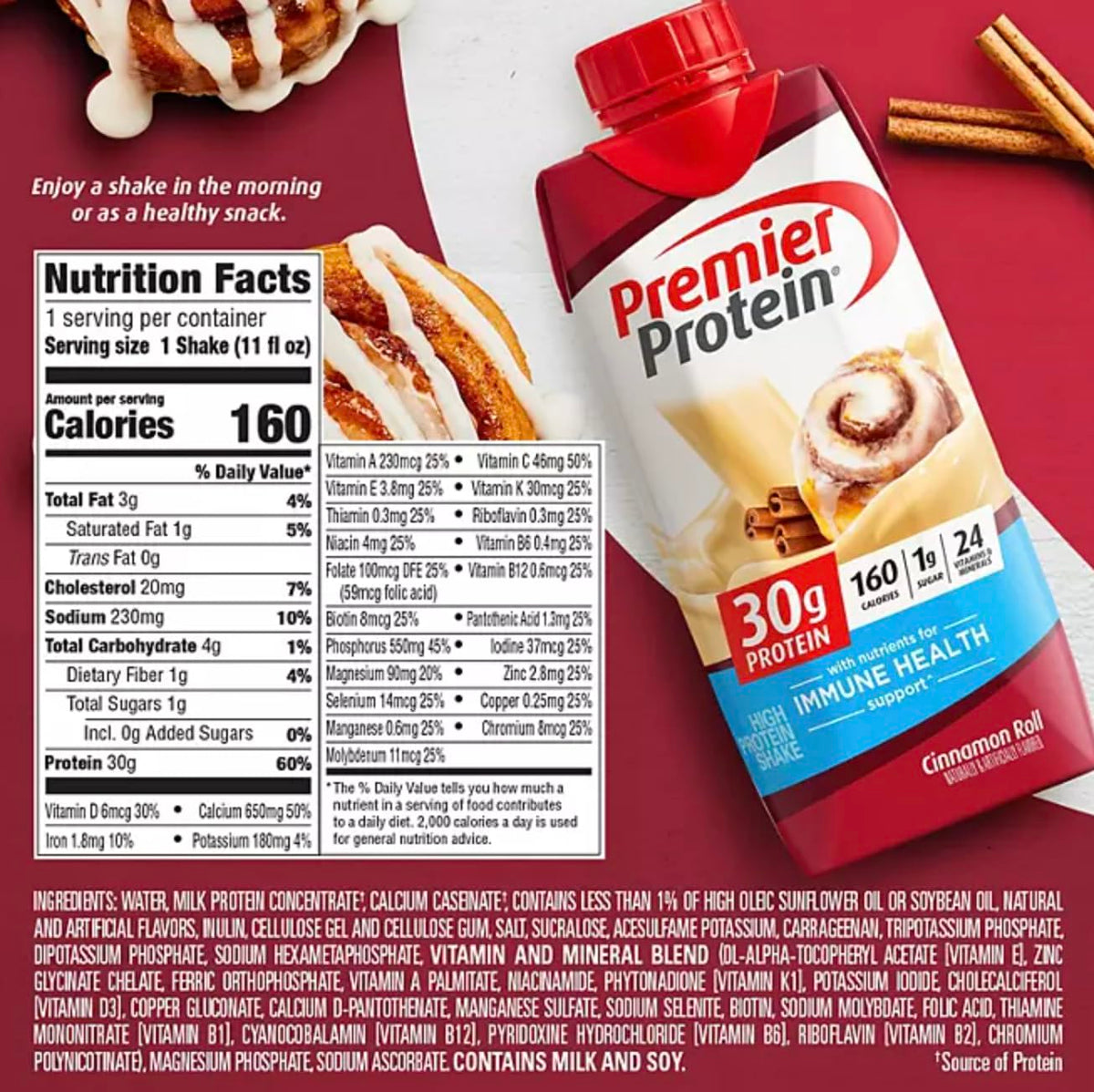 Premier Protein Cinnamon Roll Protein Shake - 12 Pack - image 6