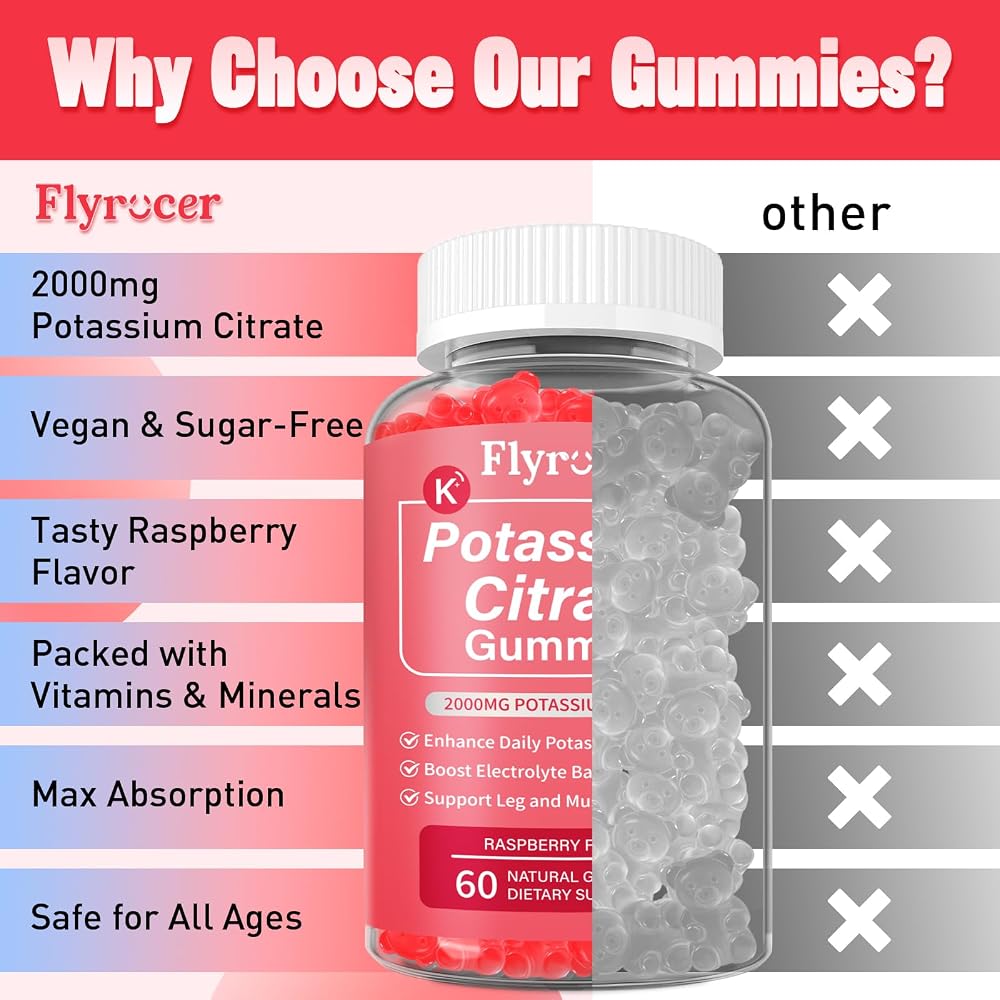 Flyrocer Potassium Gummies for Adults Men & Women
