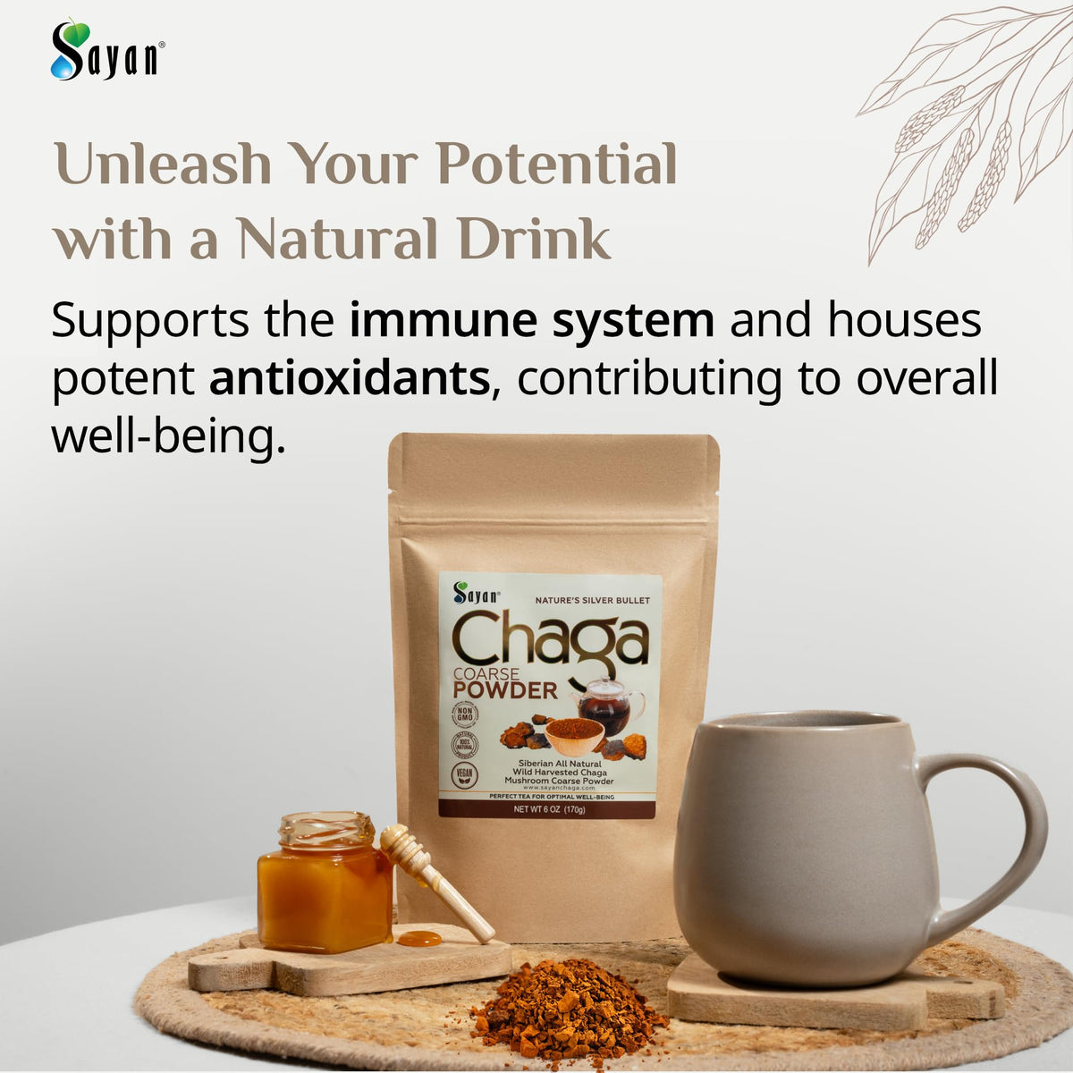 Sayan Coarse Chaga Powder - 6 oz - image 2