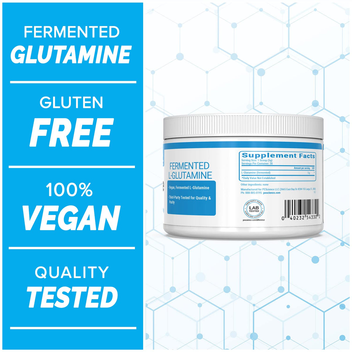 PEScience TruGlutamine Fermented L-Glutamine Powder - 30 Servings - image 3