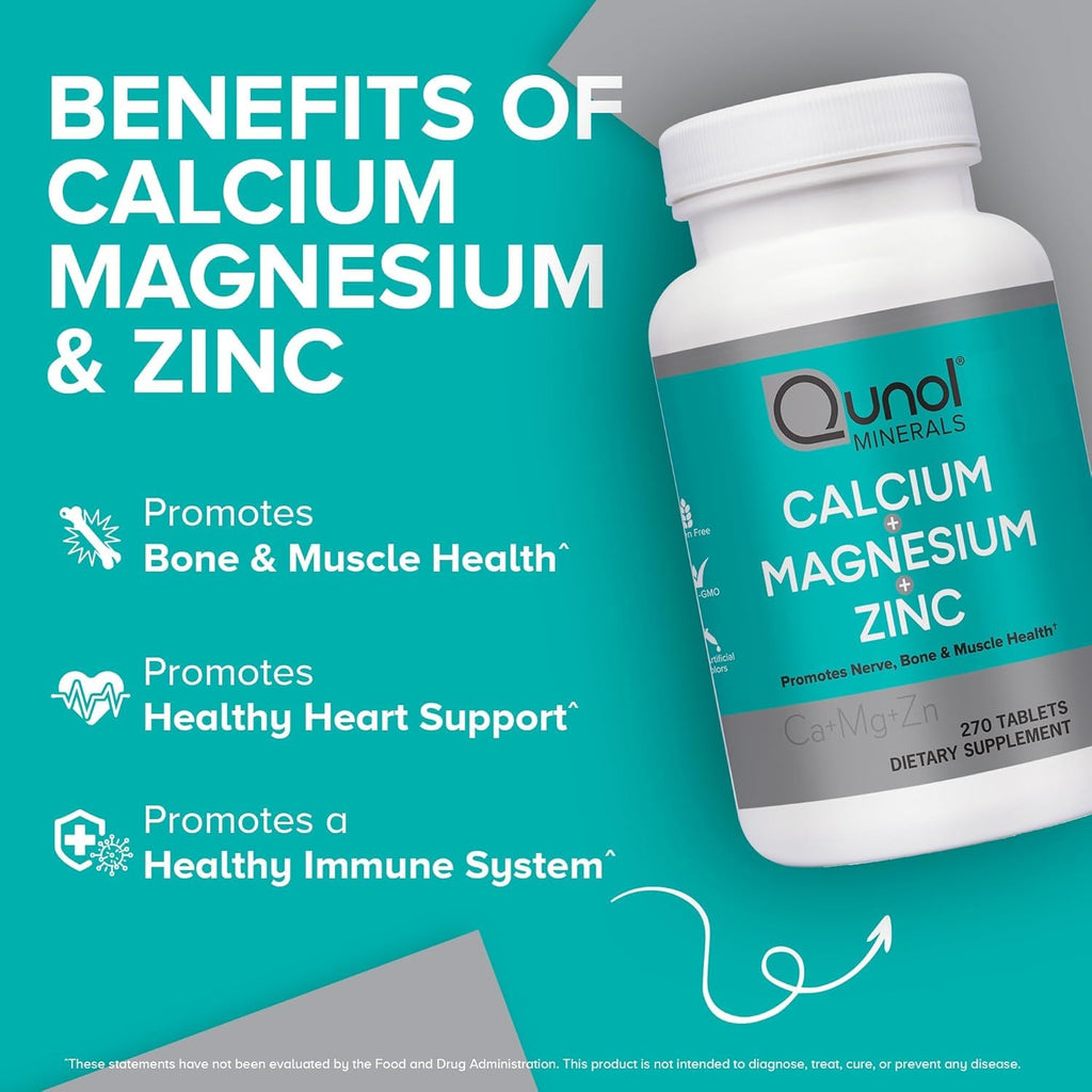 Qunol Calcium Magnesium Zinc 3-in-1 - 270 Tablets - image 2