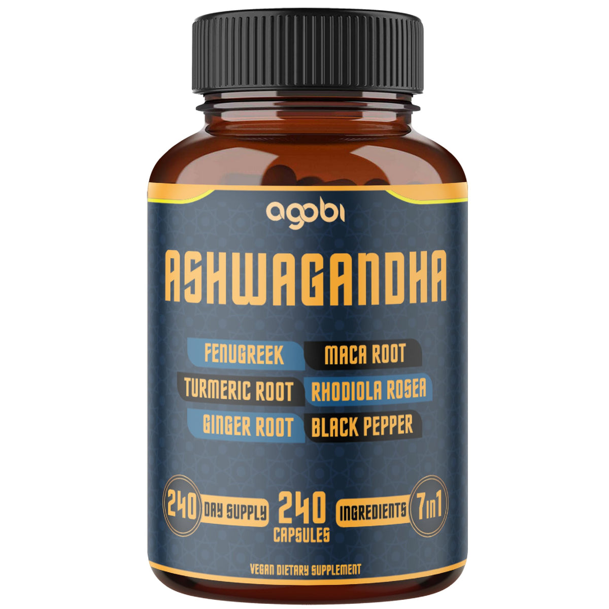 Agobi Ashwagandha 7-in-1 Herbal Supplement - 240 Capsules