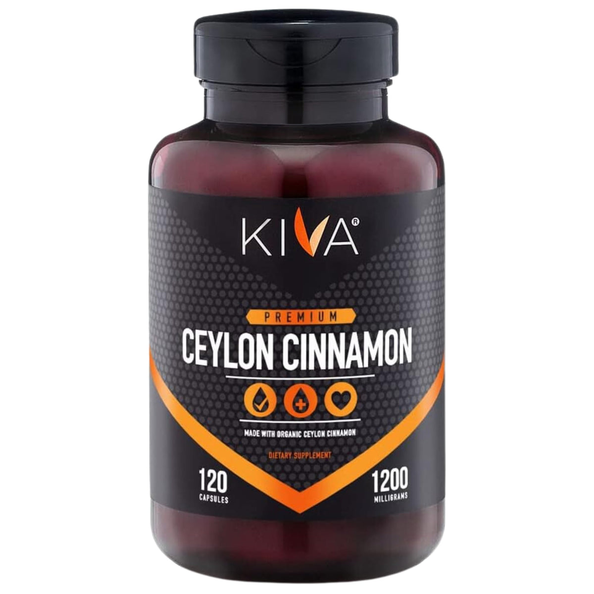 Kiva Premium Ceylon Cinnamon Powder - 120 Vegetarian Capsules