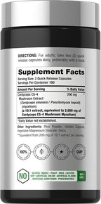 Horbäach Cordyceps Mushroom Capsules CS-4 Strain - 200 Count - image 2