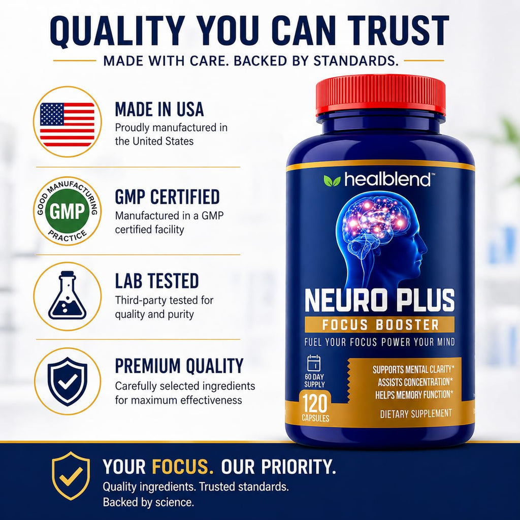healblend Neuro Plus Focus Booster Brain Support - 120 Capsules - image 6