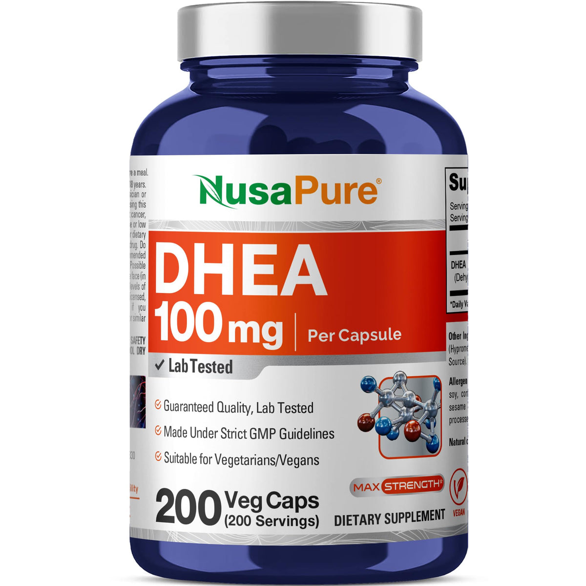 NusaPure DHEA 100mg Vegetarian Capsules - 200 Capsules