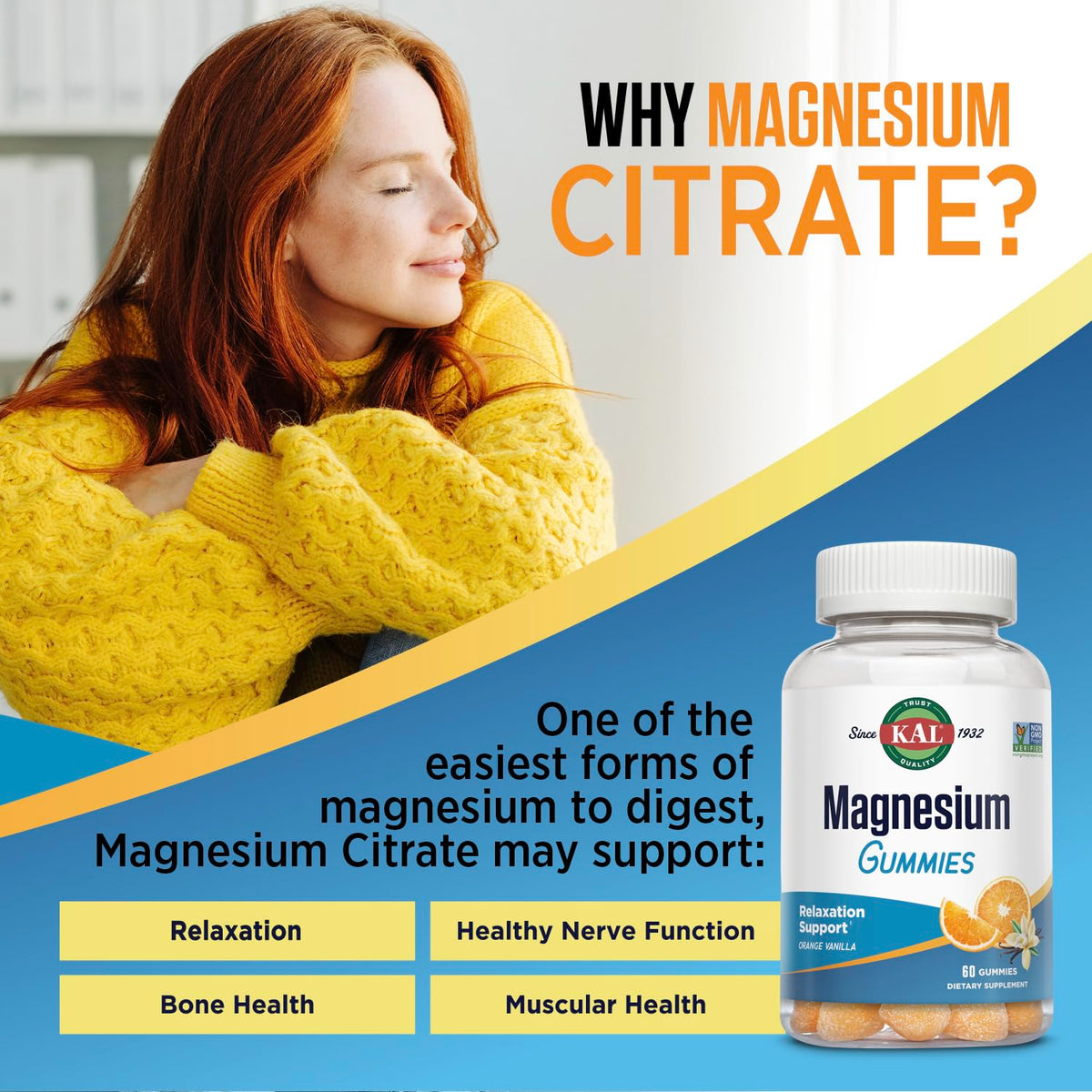 KAL Magnesium Citrate Gummies Orange Vanilla - 60 Gummies - image 3