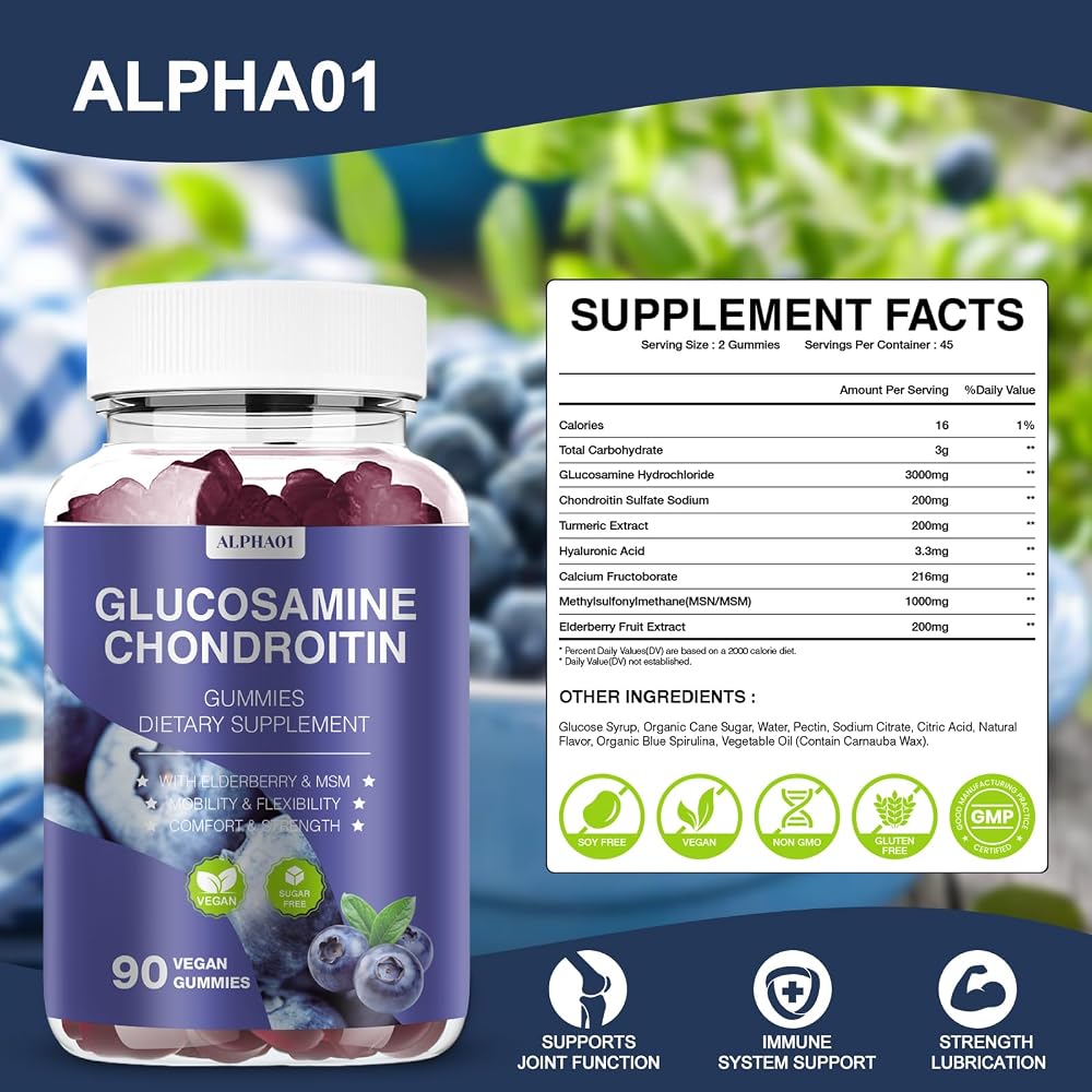 ALPHA01 Glucosamine Chondroitin Gummies - 3000MG Extra Strength Joint