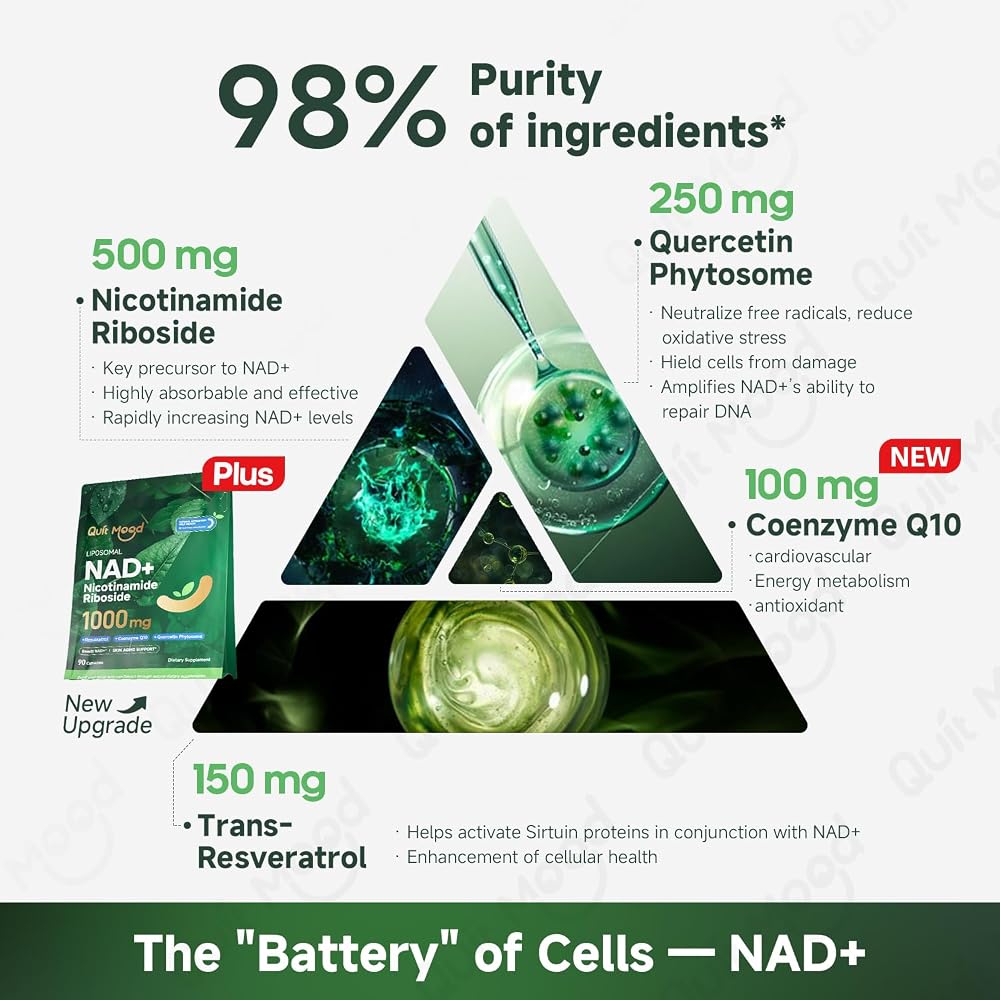 Quit mood NAD+ Supplement with Nicotinamide Riboside 1000mg - 90 Capsules - image 5