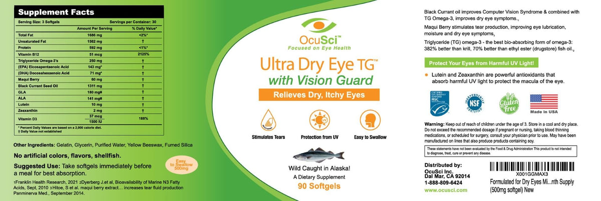 OcuSci Omega-3 with Lutein & Zeaxanthin for Dry Eyes - 180 Softgels - image 4