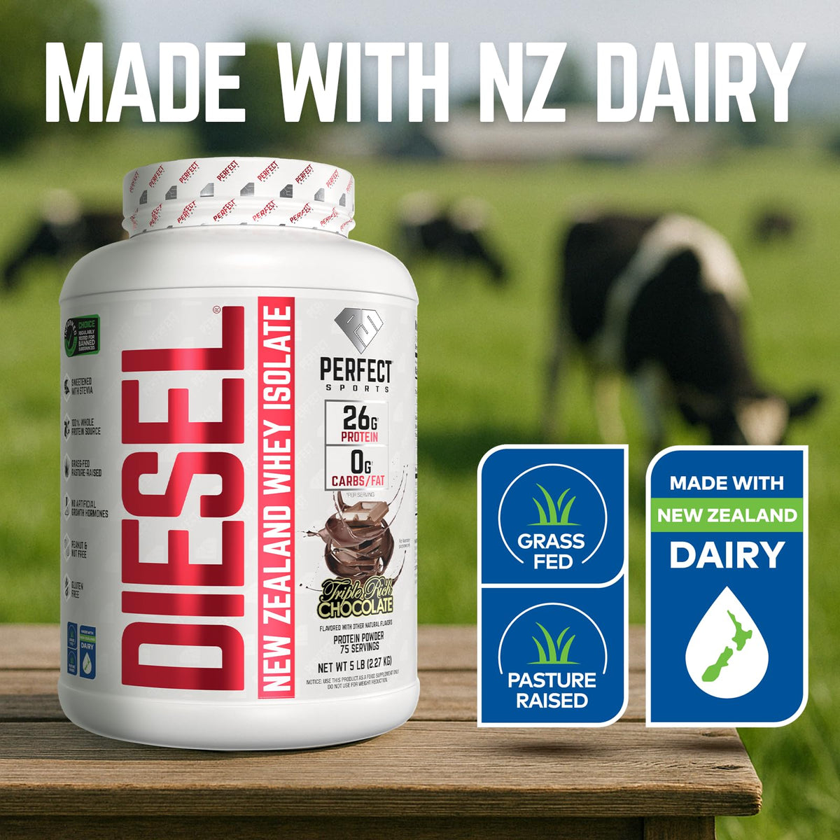 PERFECT SPORTS Diesel Whey Protein Isolate Triple Rich Chocolate - 5 lb - image 3