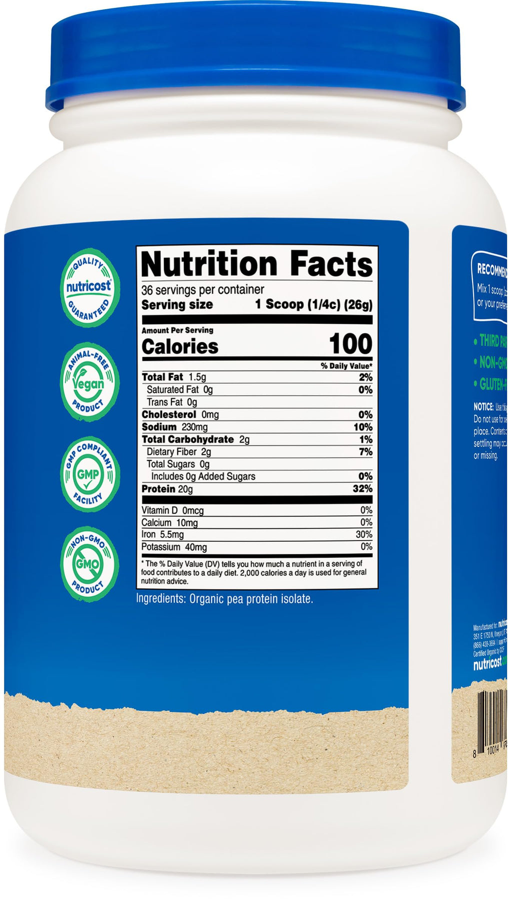 Nutricost Organic Pea Protein Powder