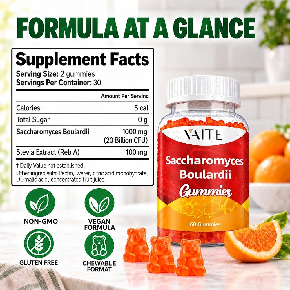 VAITE Saccharomyces Boulardii 500mg Probiotic Gummies - 60 Count - image 3
