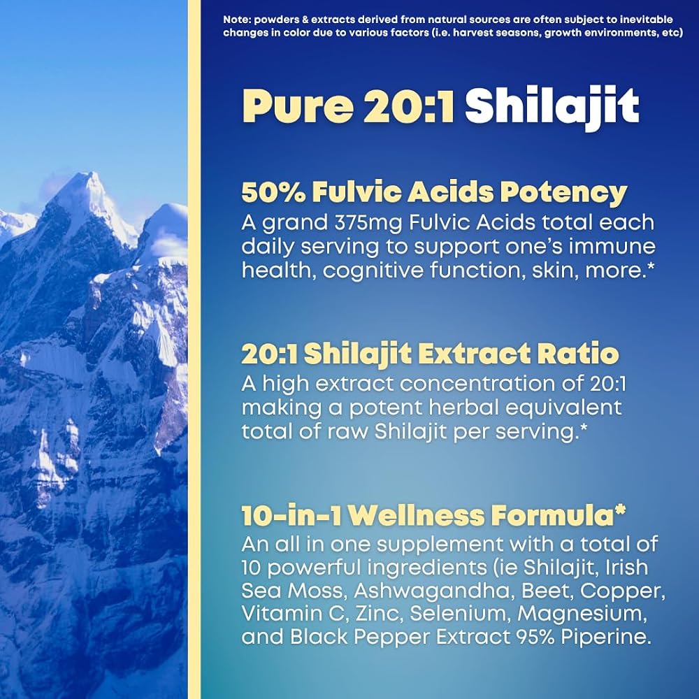 SOLNUVI Shilajit Pure Himalayan Organic Capsules with Irish Sea Moss