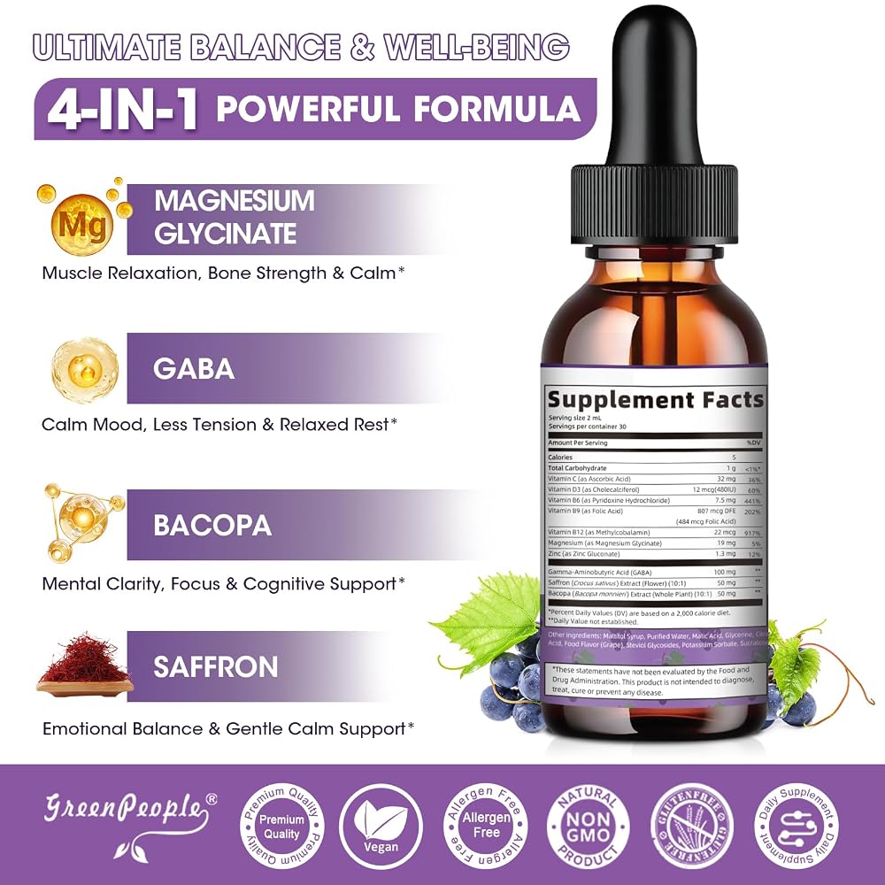 GREENPEOPLE Magnesium Glycinate Liquid Drops for Sleep - 2 fl oz - image 3