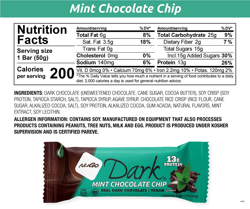NuGo Dark Chocolate Mint Chocolate Chip Protein Bar - 12 Count - image 2