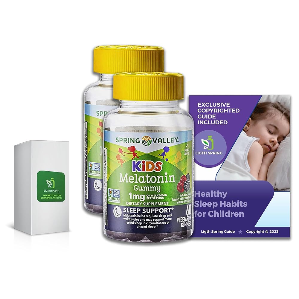 LightSpring Vegetarian Melatonin Gummies for Kids Sleep Support - 60 Count
