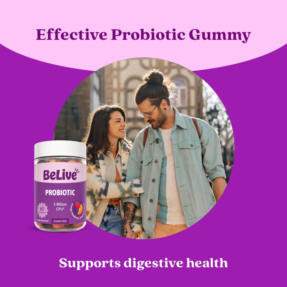BeLive Probiotic Gummies with 5 Billion CFUs - 60 Count - image 4