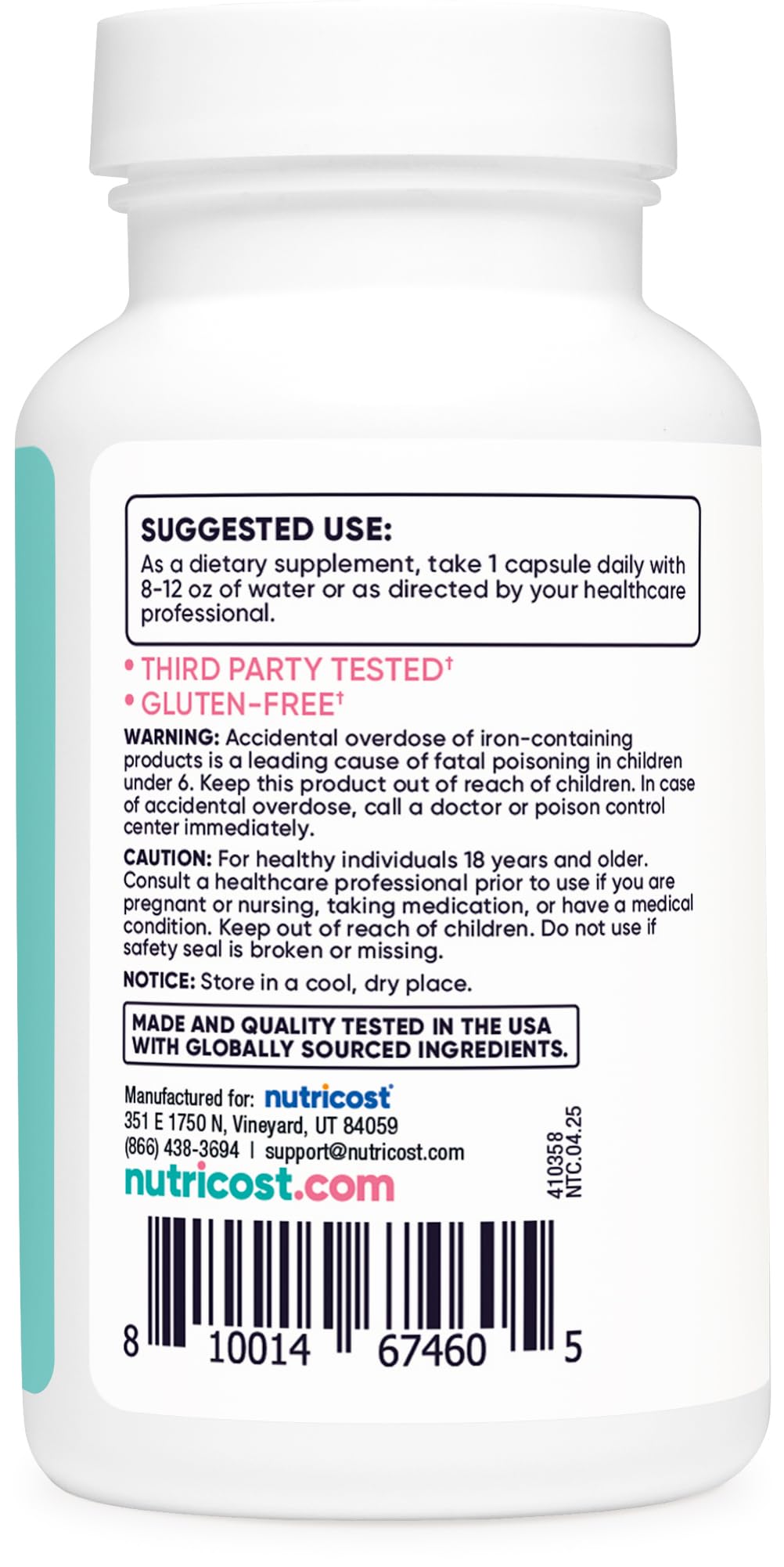 Nutricost Iron for Women 65mg - 180 Vegetarian Capsules - image 4