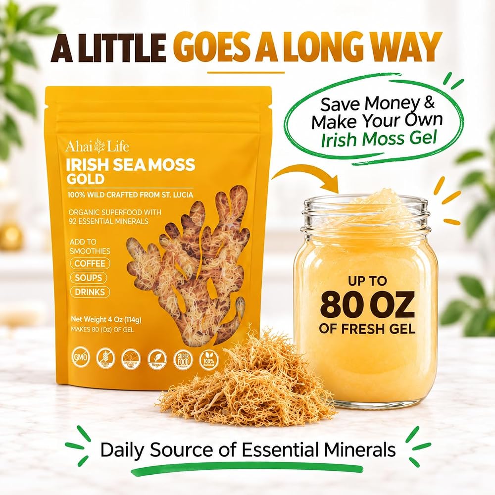 Ahai Life Raw Golden Sea Moss Wildcrafted St. Lucia - 4 oz - image 2