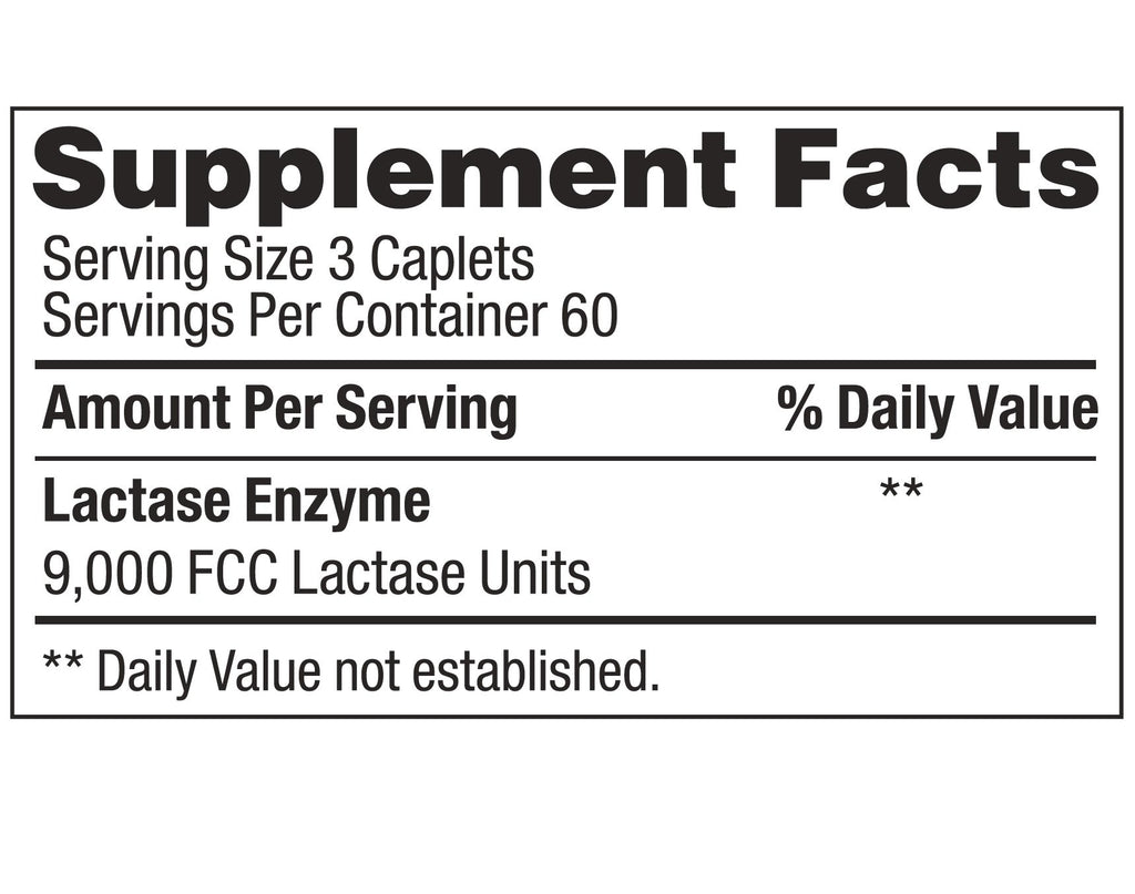 Certified Plus Lactase Enzyme 180 Caplets Generic Lactaid Original