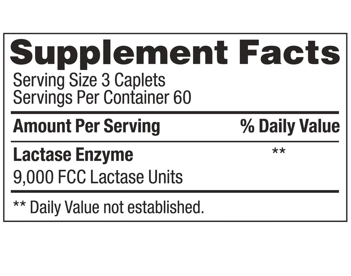 Certified Plus Lactase Enzyme 180 Caplets Generic Lactaid Original