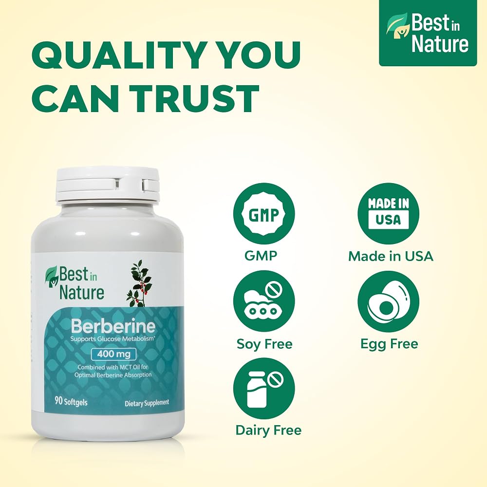 Best in Nature Berberine 400mg - 90 Softgels - image 5