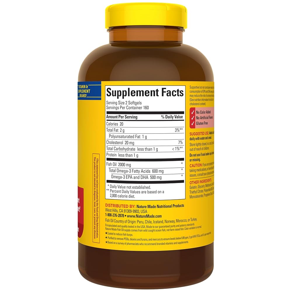 Nature Made Burp Less Fish Oil Omega 3 1000mg - 320 Softgels - image 7