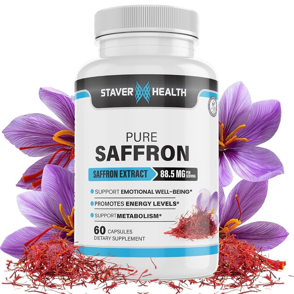 Staver Health Saffron Extract 88.5 mg Mood Balance - 60 Vegetarian Capsules