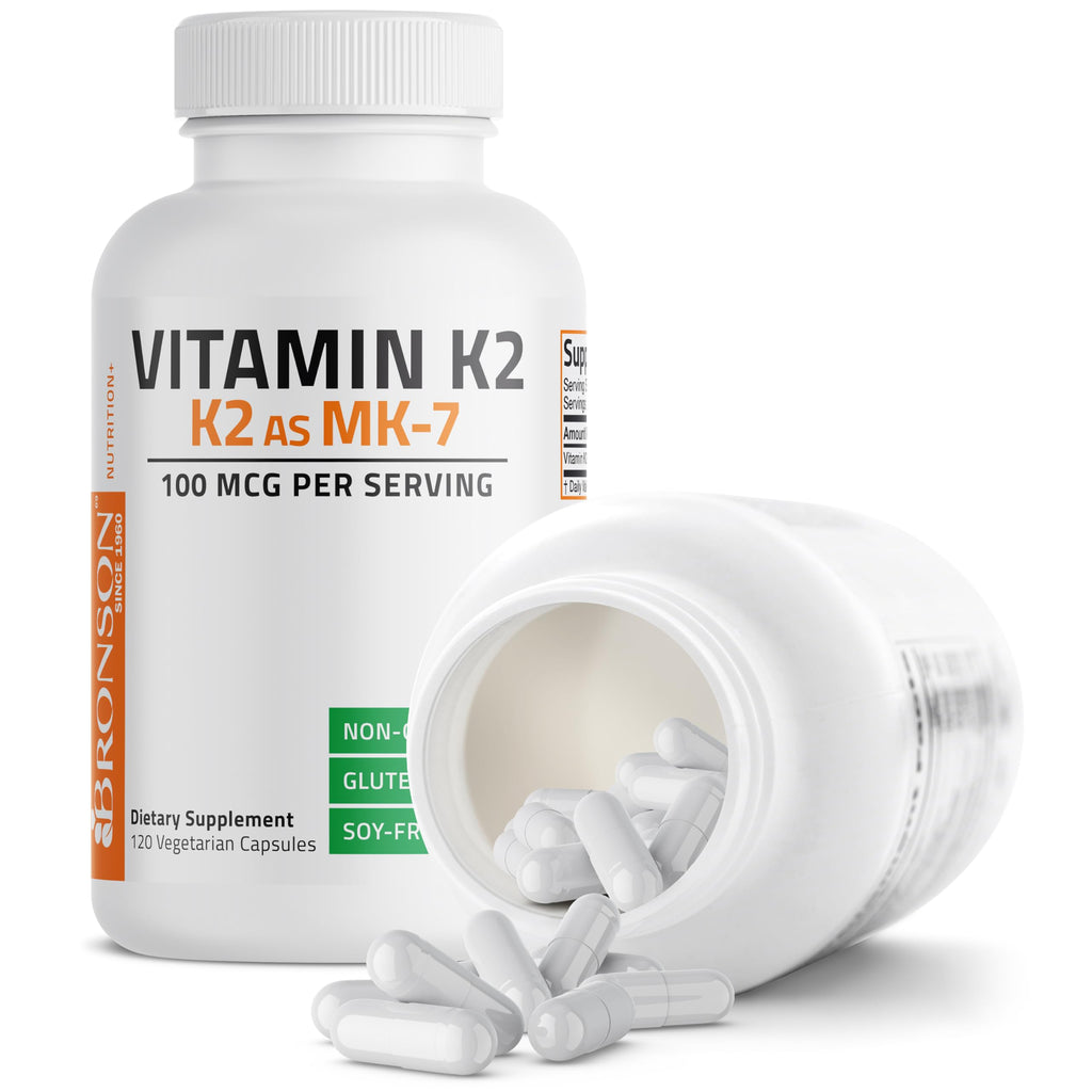 Bronson Flavored Vitamin K2 Capsules Support Strong Bones 100Mcg Adult