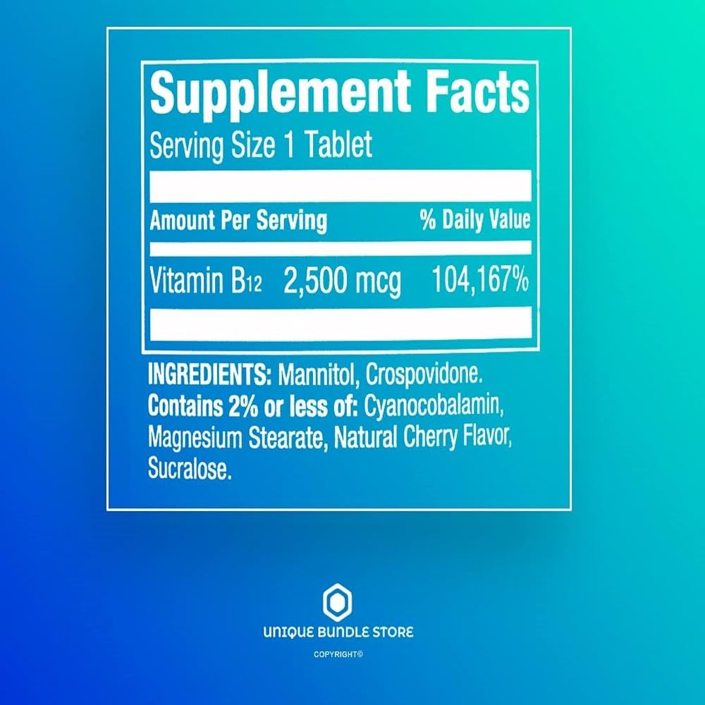 Unique Bundle Store Vitamin B12 2500 mcg 120 Tablets - B12