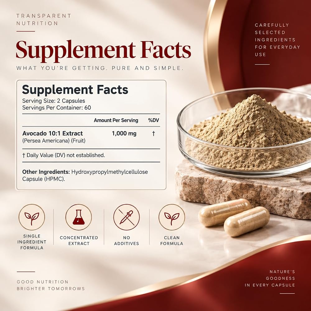 AMALTH Avocado Supplement Fruit Extract 1000mg - 120 Capsules - image 4