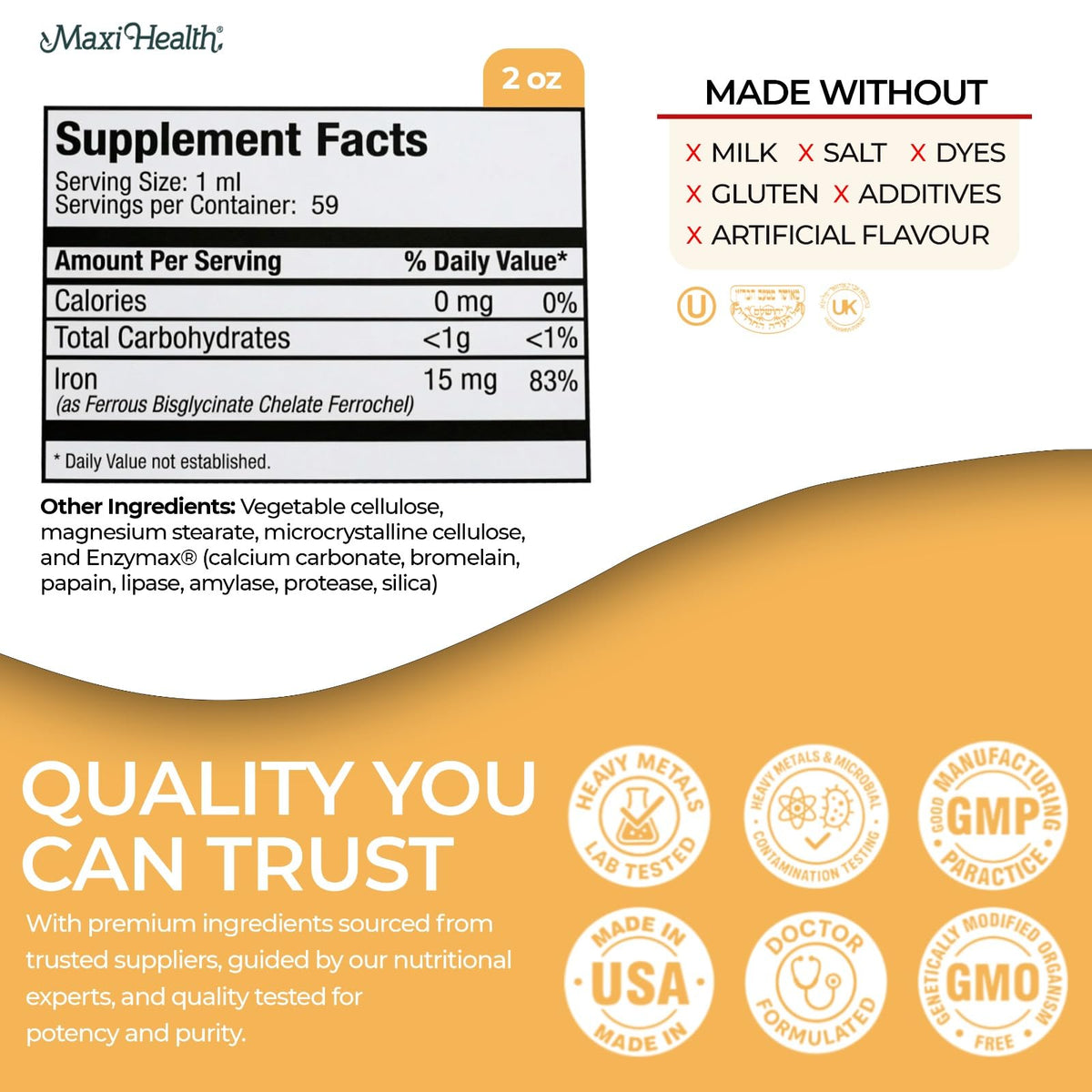 Maxi Health High Potency Liquid Iron Supplement, Berry - 2 fl oz - image 7