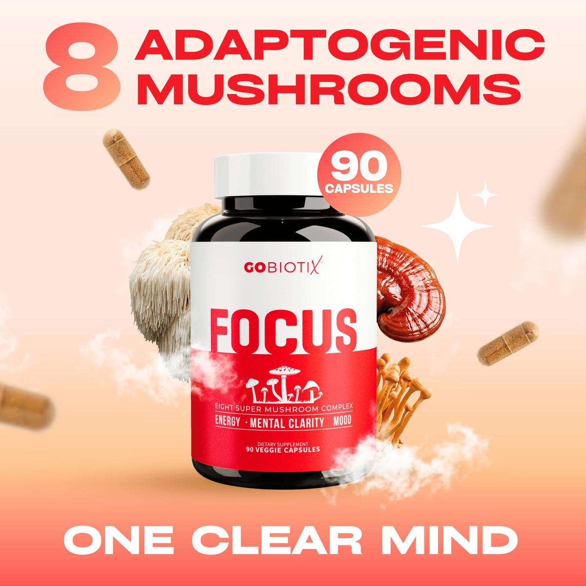 GOBIOTIX Focus Lion's Mane Supplement - 90 Capsules - image 2