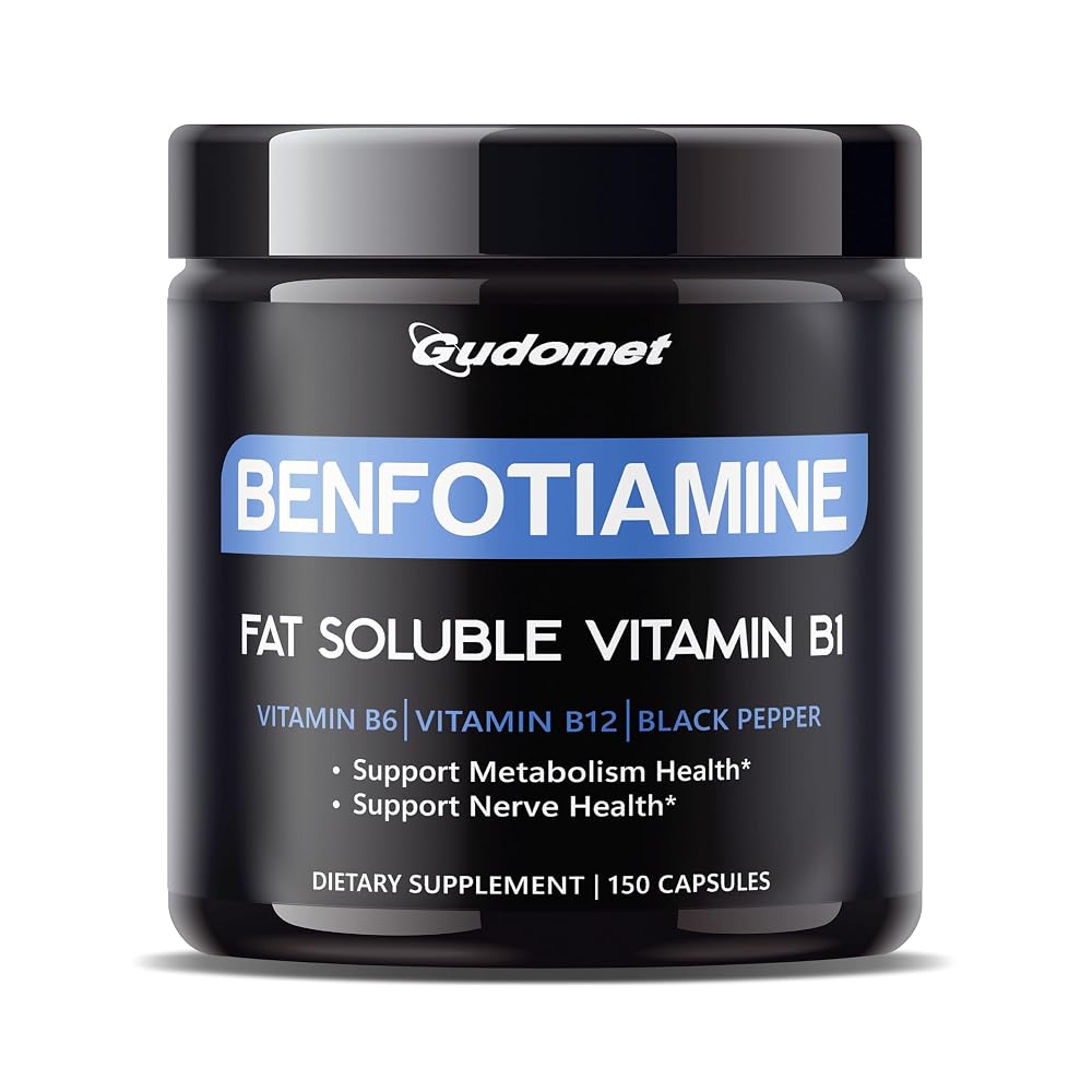 GUDOMET Benfotiamine with Vitamins B6, B12 & Black Pepper - 150 Capsules
