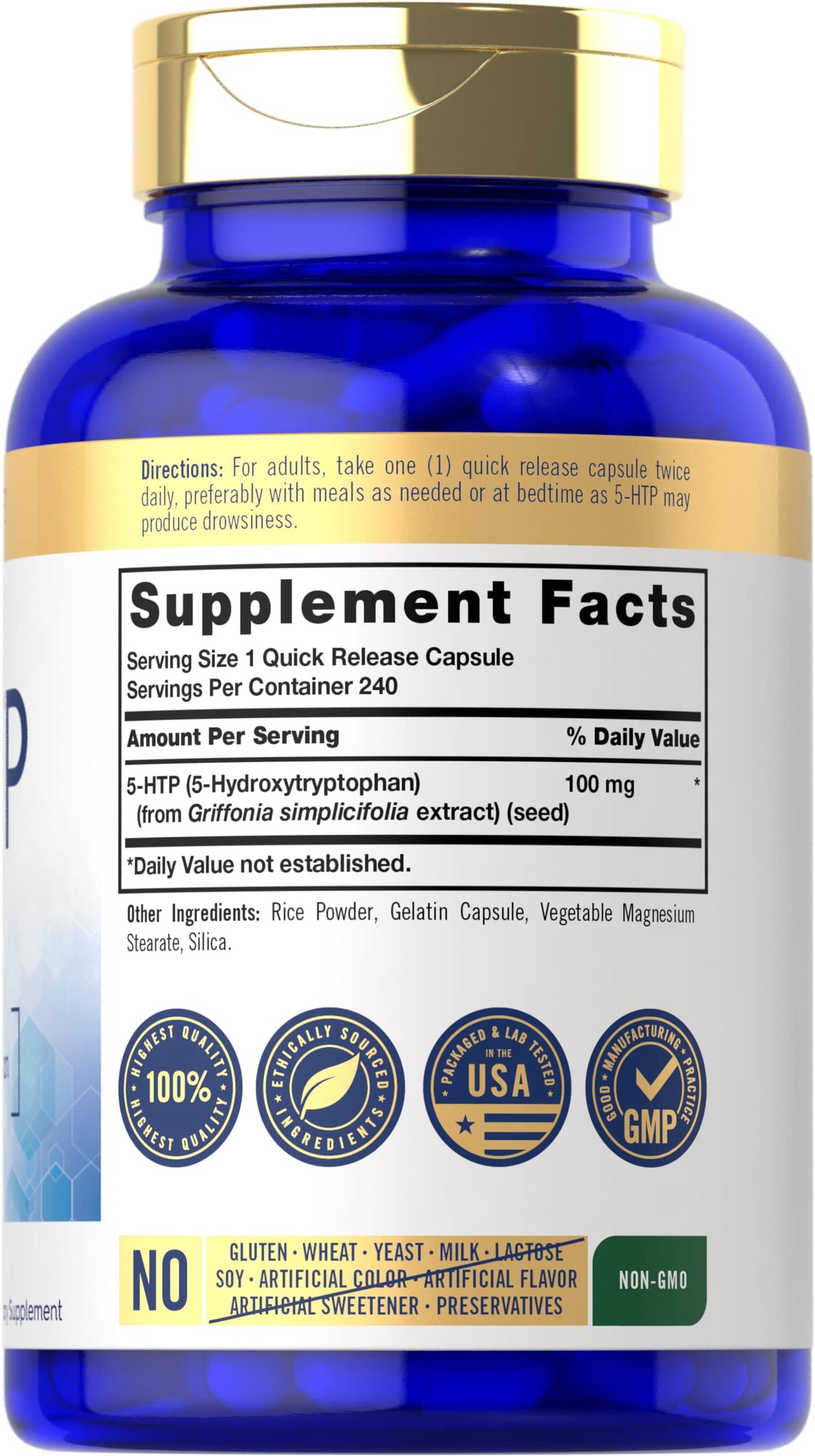 Carlyle 5-HTP 100mg - 240 Capsules - image 2