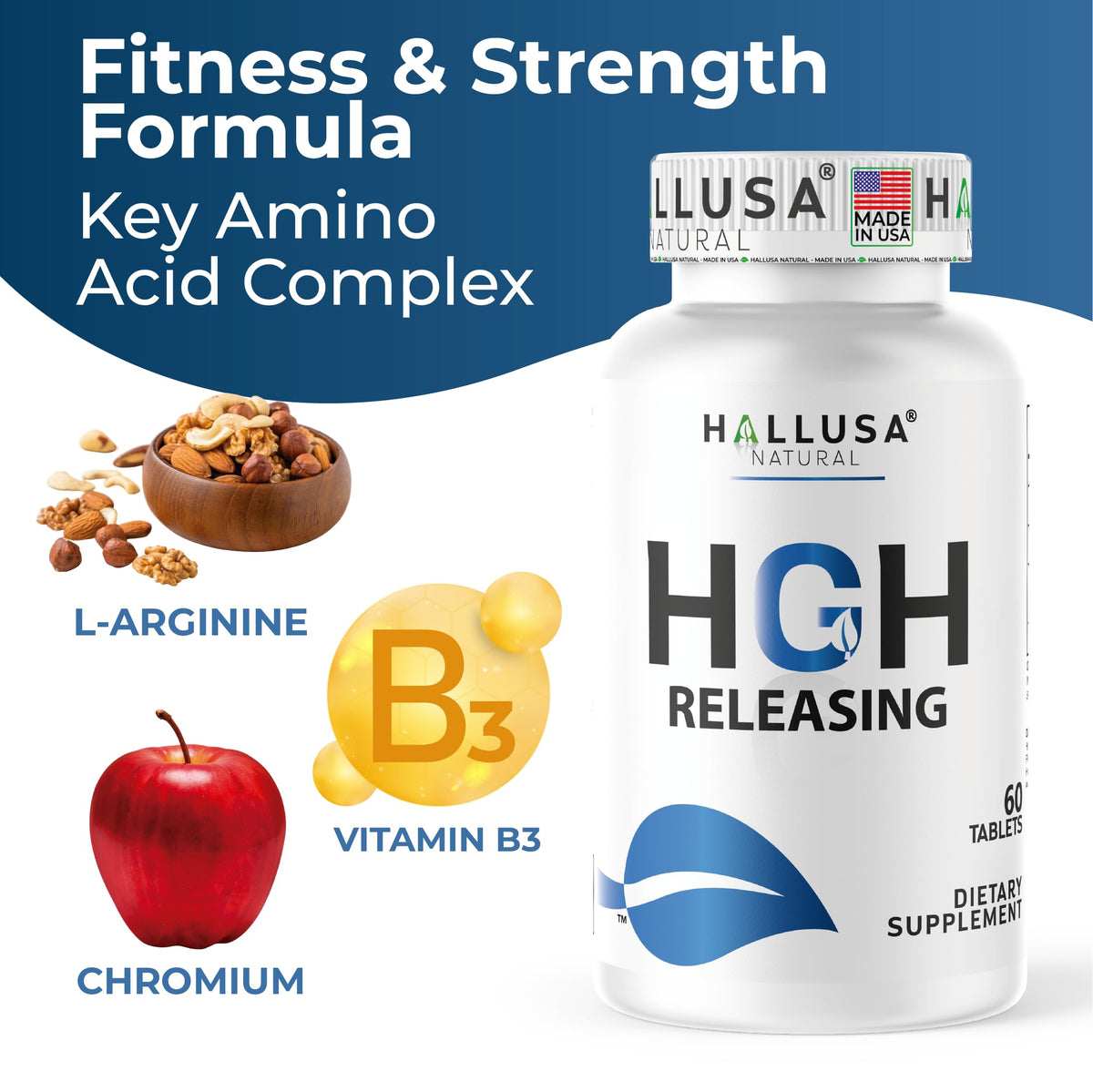 Hallusa Natural HGH-Releasing Support Supplement - 60 Tablets - image 3