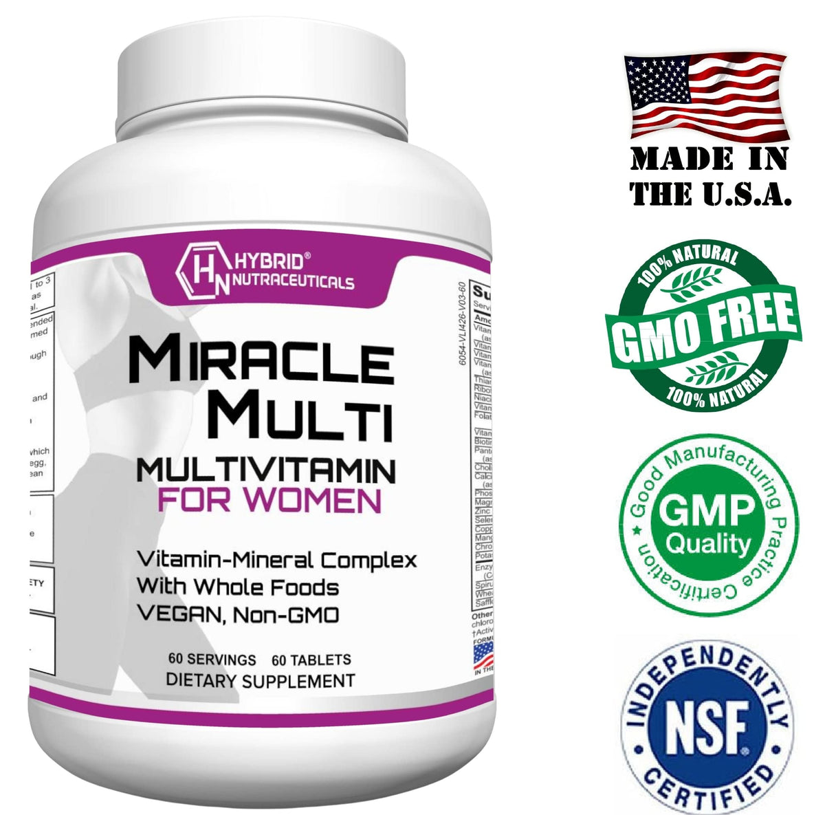 Hybrid Nutraceuticals MiracleMulti Women Multivitamin - 60 Tablets - image 5