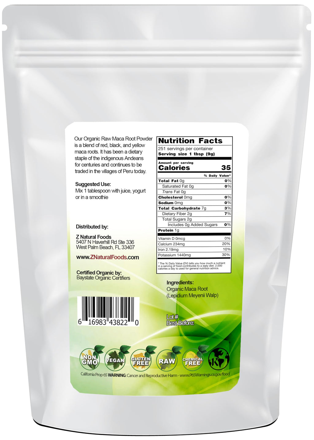Z Natural Foods Organic Maca Root Powder Adaptogen - 80 Ounce - image 2