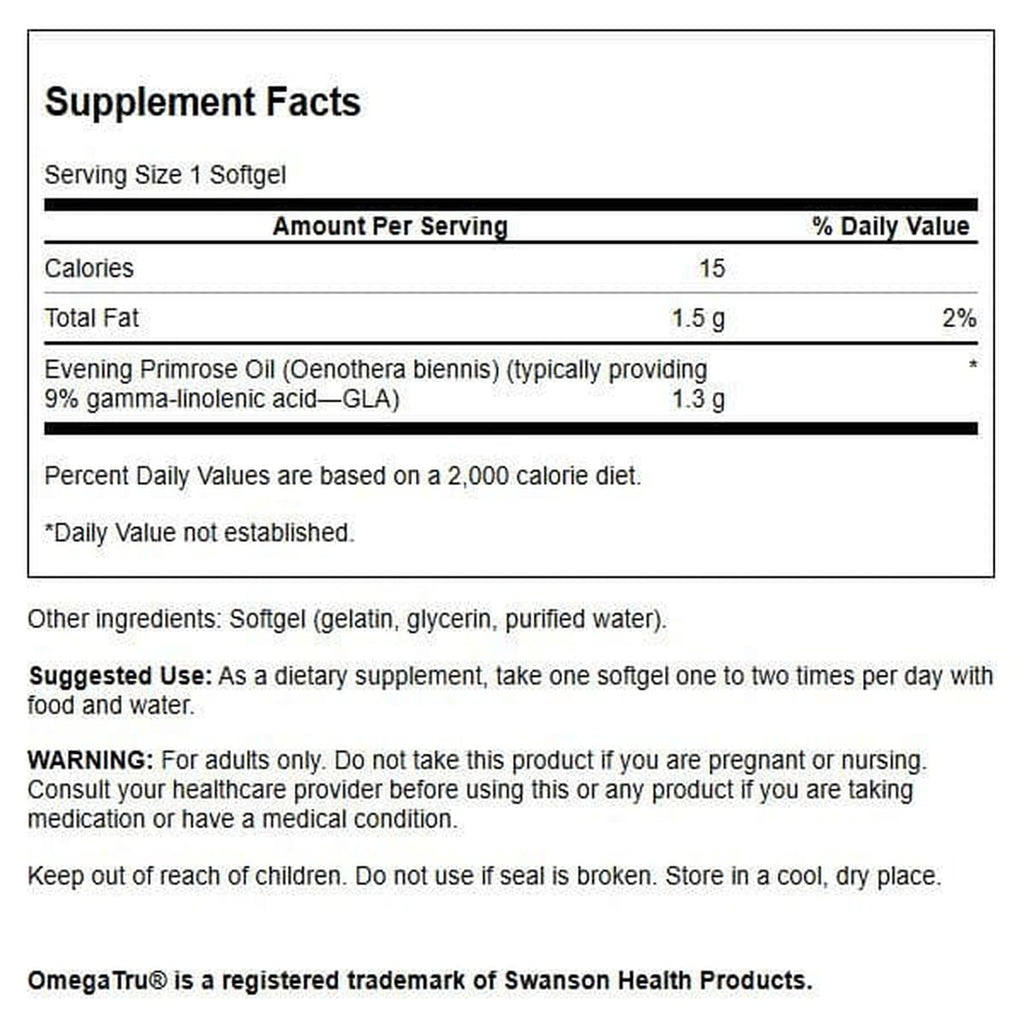 Swanson Evening Primrose Oil Omegatru 1300 mg - 100 Softgels - image 2