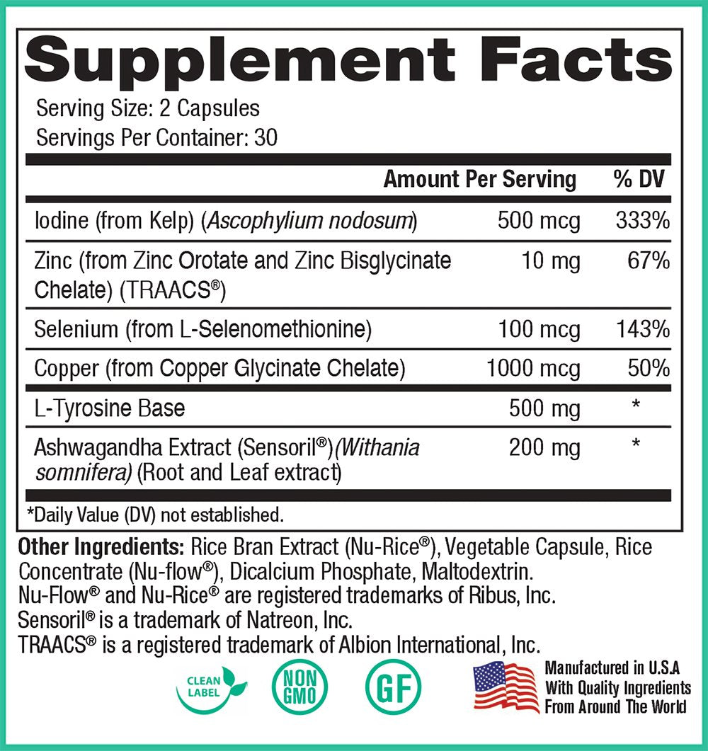 Peak Pure & Natural Thyroid Support Supplement - 60 Capsules - image 3