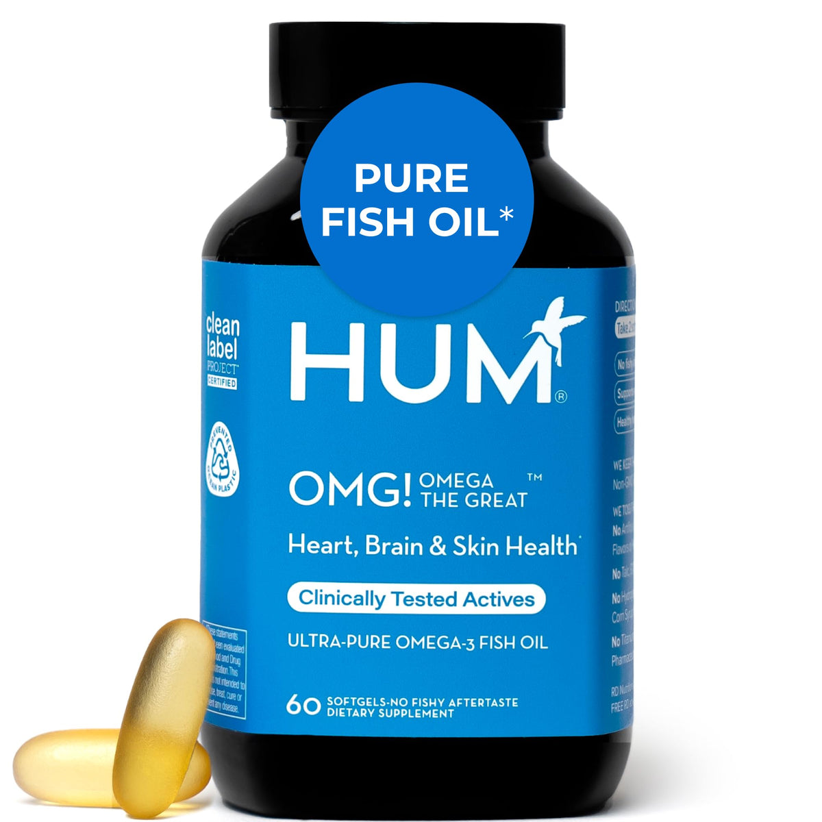 HUM OMG! Omega The Great Fish Oil with EPA & DHA - 60 Softgels