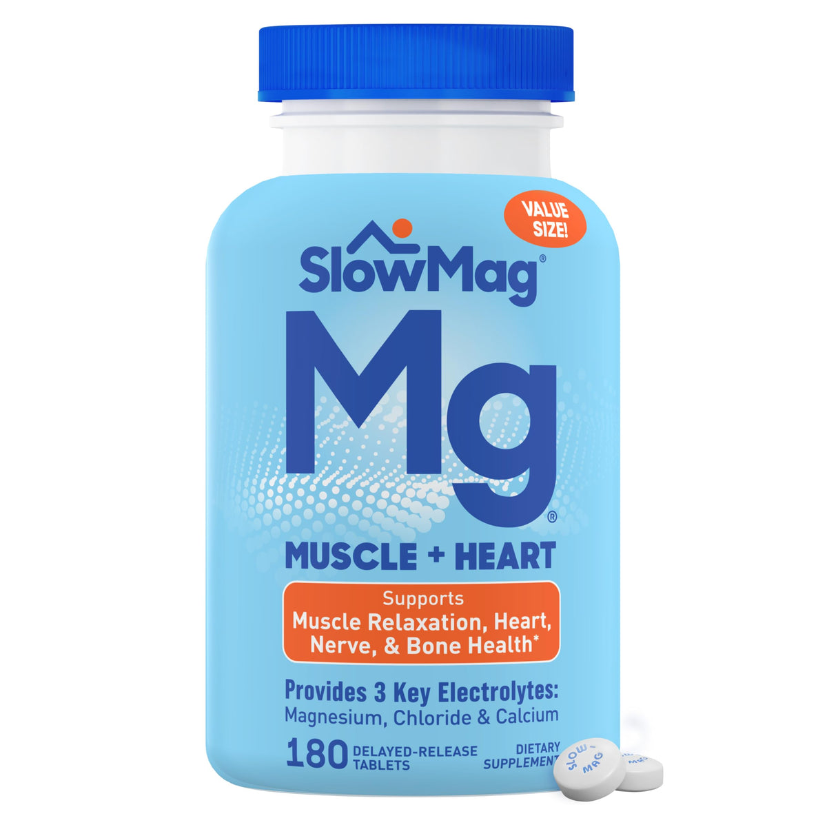 Slow-Mag Muscle & Heart Magnesium Chloride Supplement - 180 Tablets