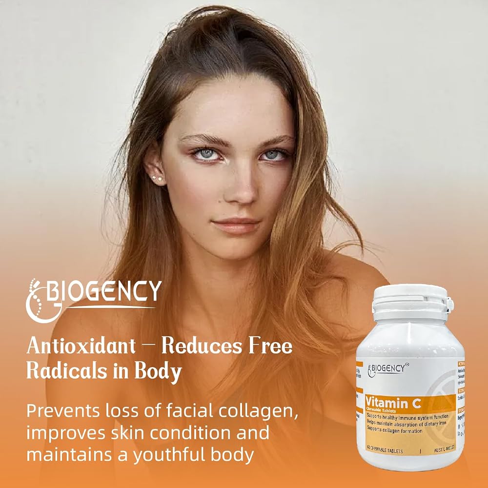 Biogency 60 Tablets Vegan Food Vitamin C Chewable Supplement