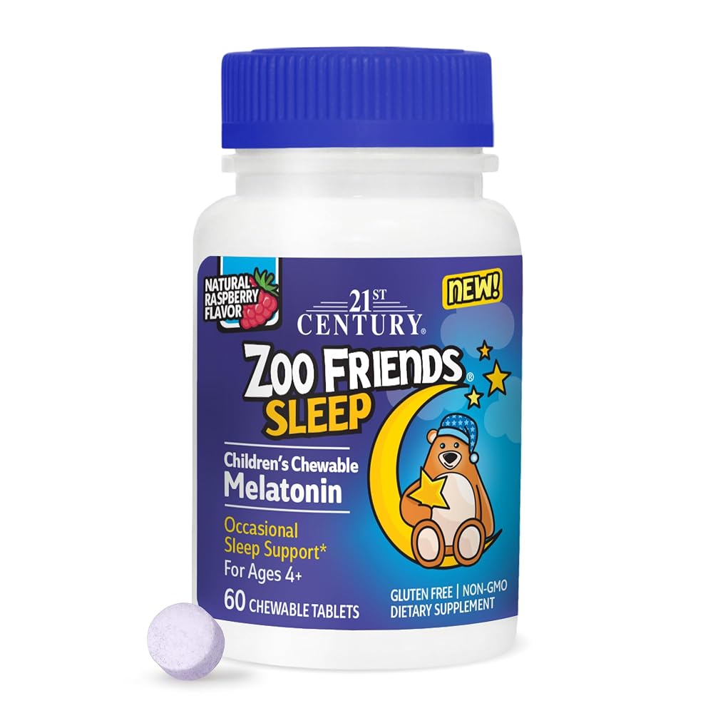 21st Century Zoo Friends Kids Melatonin Chewable, Raspberry - 60 Tablets